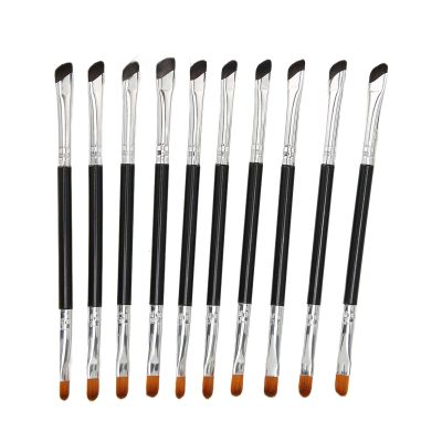 10pcs Double Ended Sickle Brushes for Makeup, Soft Artificial, Comfortable Wooden Handles, Application for Cosmetic Use