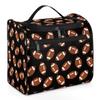 Adornori Football Large Travel Toiletry Bag for Women, Travel Organizer for Toiletries, Waterproof Makeup Cosmetic Bag with Handle, Black view 1