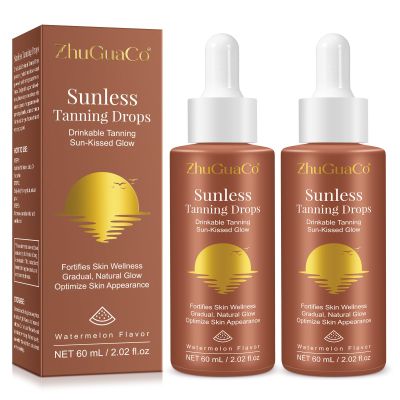 Sunless Tanning Drops to Drink, 2PCS Tan Theory Drops to Drink, Sunless Tanning Liquid Drop, Moisturizing Tanner for Face and Body, Enhancing Your Natural Skin Tone(2PC)