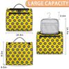 Adornori Dart Board Large Travel Toiletry Bag for Women, Travel Organizer for Toiletries, Waterproof Makeup Cosmetic Bag with Handle, Yellow view 2