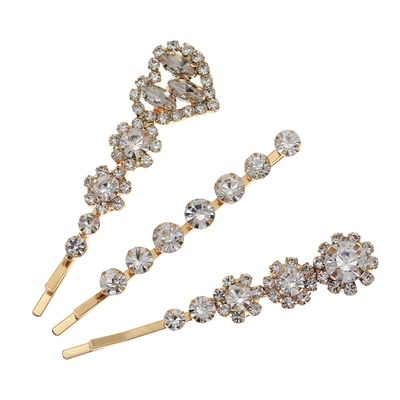 BATHVEVE 3pcs Rhinestone Hairpin Women Crystal Hair Barrette Hair Accessories for Wedding Ponytail