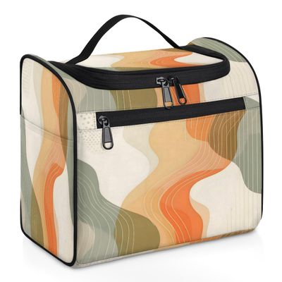 Adornori Abstract Aesthetic Travel Toiletry Bag for Men and Women, Large Hanging Makeup Bag Organizer Toiletries Bag for Travel, Cosmetic Bag with Handle
