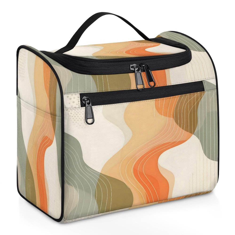 Adornori Abstract Aesthetic Travel Toiletry Bag for Men and Women, Large Hanging Makeup Bag Organizer Toiletries Bag for Travel, Cosmetic Bag with Handle