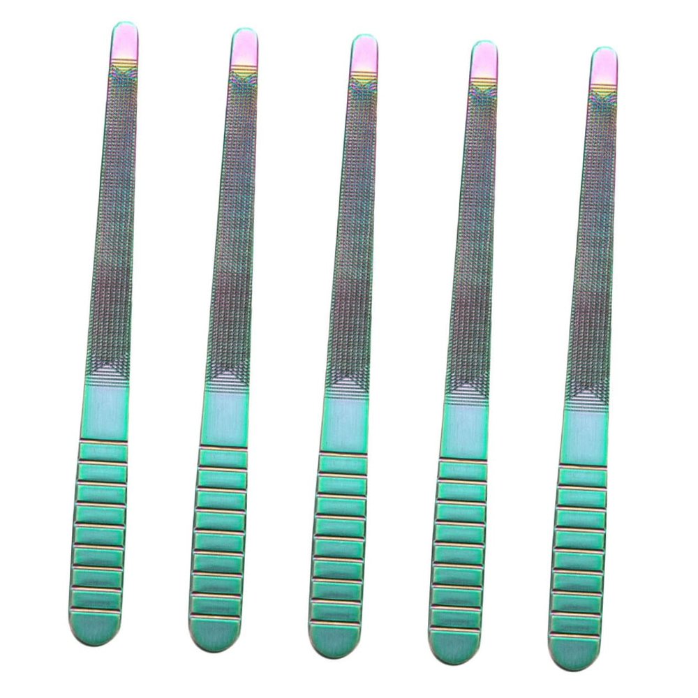 BATHVEVE Stainless Steel Colorful nail Files Set 5-Piece Nail Care Tools for Manicure for Home Use