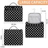 Adornori White and Black Polka Dot Large Travel Toiletry Bag for Women, Travel Organizer for Toiletries, Waterproof Makeup Cosmetic Bag with Handle view 2