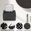 Adornori White and Black Polka Dot Large Travel Toiletry Bag for Women, Travel Organizer for Toiletries, Waterproof Makeup Cosmetic Bag with Handle view 3
