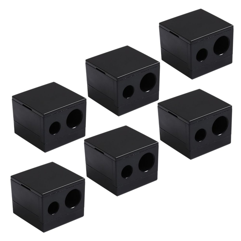 Ipetboom 6pcs Double Brow Pencil Sharpener Essential Makeup Tool for Eyebrow Pencils and Crayons Includes Protective Lid for Easy Use and Storage