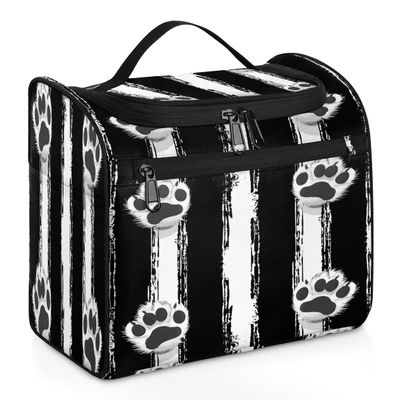 Adornori Cute Dog Paw Print Travel Toiletry Bag for Men and Women, Large Hanging Makeup Bag Organizer Toiletries Bag for Travel, Cosmetic Bag with Handle