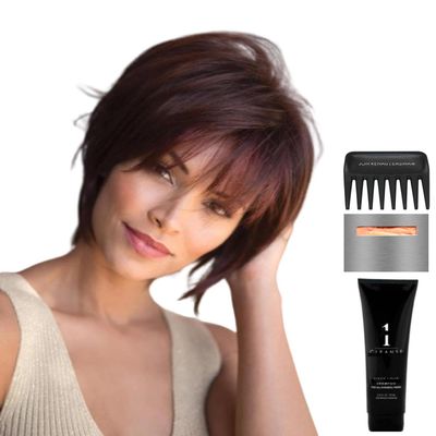 Bundle - 5 items: Reese Large Wig by Noriko, Christy's Wigs Q & A Booklet, 2oz Travel Size Shampoo, Cap & Wide Tooth Comb - Color: Champagne-R