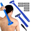 Body hair trimmer for men, back shaver 3.0 with Long Handle, man scape razors for shaving, dollar shave club Mens Grooming Kit, one blade From any angle shavers & Hair Removal Products (Blue) view 1