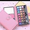24-Color Eyeshadow Palette with Mirror and Brush, Pink Leather Case, Professional Makeup Kit view 1