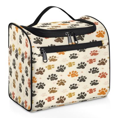 Adornori Colorful Pawprint Animal Paw Travel Toiletry Bag for Men and Women, Large Hanging Makeup Bag Organizer Toiletries Bag for Travel, Cosmetic Bag with Handle
