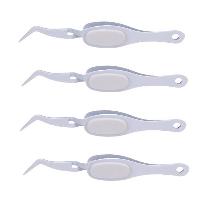 4Pcs Reverse Grip Fine Tip Tweezer, Long Lasting Elasticity Comfortable to Grip Wide Usage Multifunctional Curved Craft Tweezers for Craft Beading