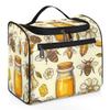 Adornori Bee Flower Travel Toiletry Bag for Men and Women, Large Hanging Makeup Bag Organizer Toiletries Bag for Travel, Cosmetic Bag with Handle view 1