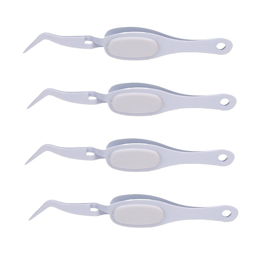 4Pcs Multifunctional Curved Craft Tweezers, Rugged Construction Convenient Storage Reverse Grip Fine Tip Tweezer for Jewelry Making Supplies