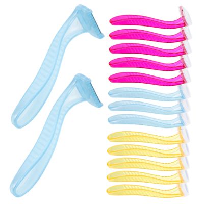 EXQUIMEUBLE 15pcs Manual Body Hair Trimmer Set for Women Stainless Steel Bikini Shaver Adjusted Blades for Armpit and Leg Hair Removal Easy to Use for Smooth Skin