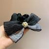 Hair Ties,Scrunchies, Headdress Pearl Camellia Fairy Pleated Gauze Niger Patchwork Color Satin Hair Circle(Black) view 2