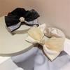 Hair Ties,Scrunchies, Headdress Pearl Camellia Fairy Pleated Gauze Niger Patchwork Color Satin Hair Circle(Black) view 3