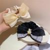 Hair Ties,Scrunchies, Headdress Pearl Camellia Fairy Pleated Gauze Niger Patchwork Color Satin Hair Circle(Black) view 4