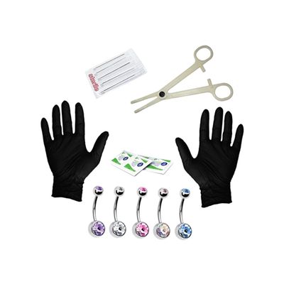 FOMIYES 15pcs Navel Ring Piercing Kit Set Belly Button Ring Tools Comfortable and Easy to Clean for Users