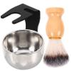 DEARMAMY 1set Men Beard Care Shaving Brush Bowl Brush Holder for Easy Cleaning and Storage Complete Grooming Kit for Home and Salon Use view 1