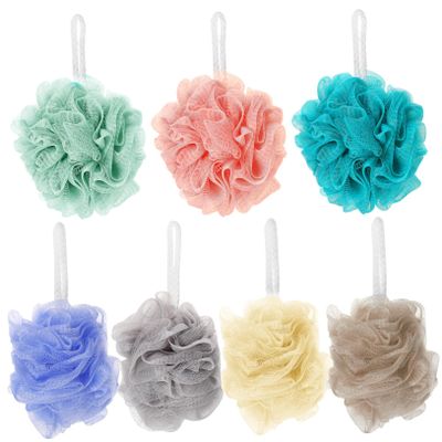 WEKAMOS 7pcs Bath Loofah Sponge Exfoliating Body Scrubber Mesh Balls for Shower Cleaning Vibrant Colors for Family Use for Skin Cleansing and Exfoliation