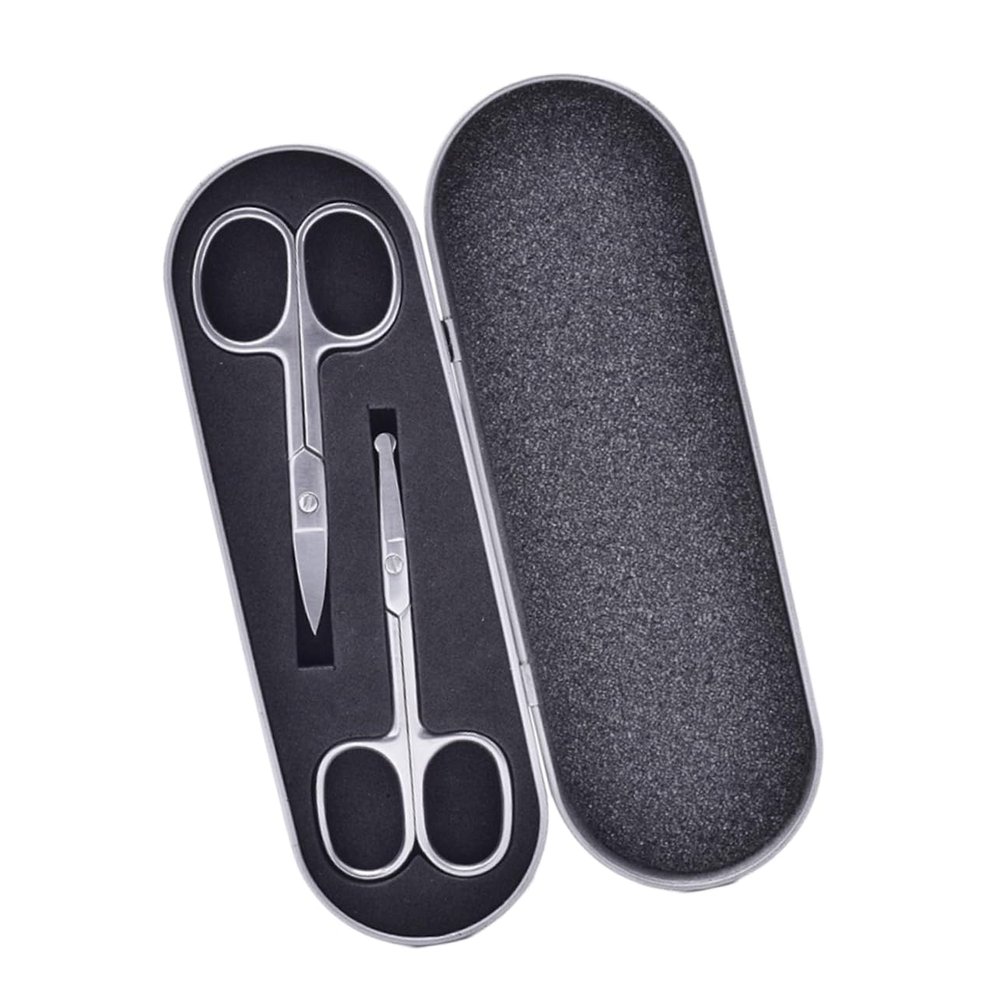EPIGEIST 2Pcs Stainless Steel Eyebrow Scissors Set Precision Trimming Scissors for Eyebrow Shaping and Nose Hair Grooming for Women and Men Easy to Use