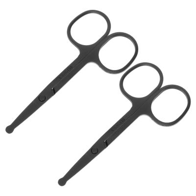 DONFAMDS 2 Pcs Stainless Steel Rounded Head Scissors for Facial Hair Eyebrows and Nose Hair Small Grooming Scissors for Men and Women Comfortable to Hold Design
