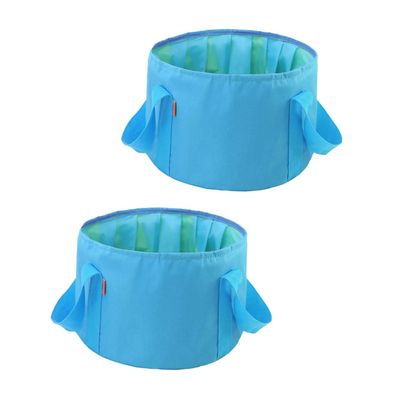 ibasenice 2Pcs Outdoor Foldable Bucket Portable Washbasin for Camping Hiking and Outdoor Activities Soak Bucket for Face Clothes and Feet Washing Blue