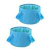 ibasenice 2Pcs Outdoor Foldable Bucket Portable Washbasin for Camping Hiking and Outdoor Activities Soak Bucket for Face Clothes and Feet Washing Blue view 1