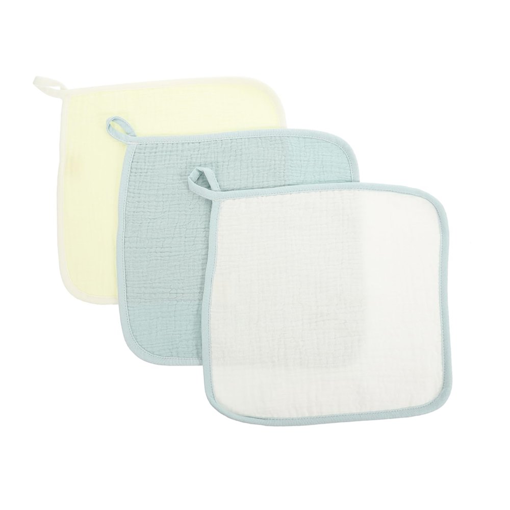 Abaodam 3Pcs Gentle Burp Cloths Set Soft Cotton Towels for Newborns 25x25 cm for Feeding and Cleaning Gentle on Sensitive Skin