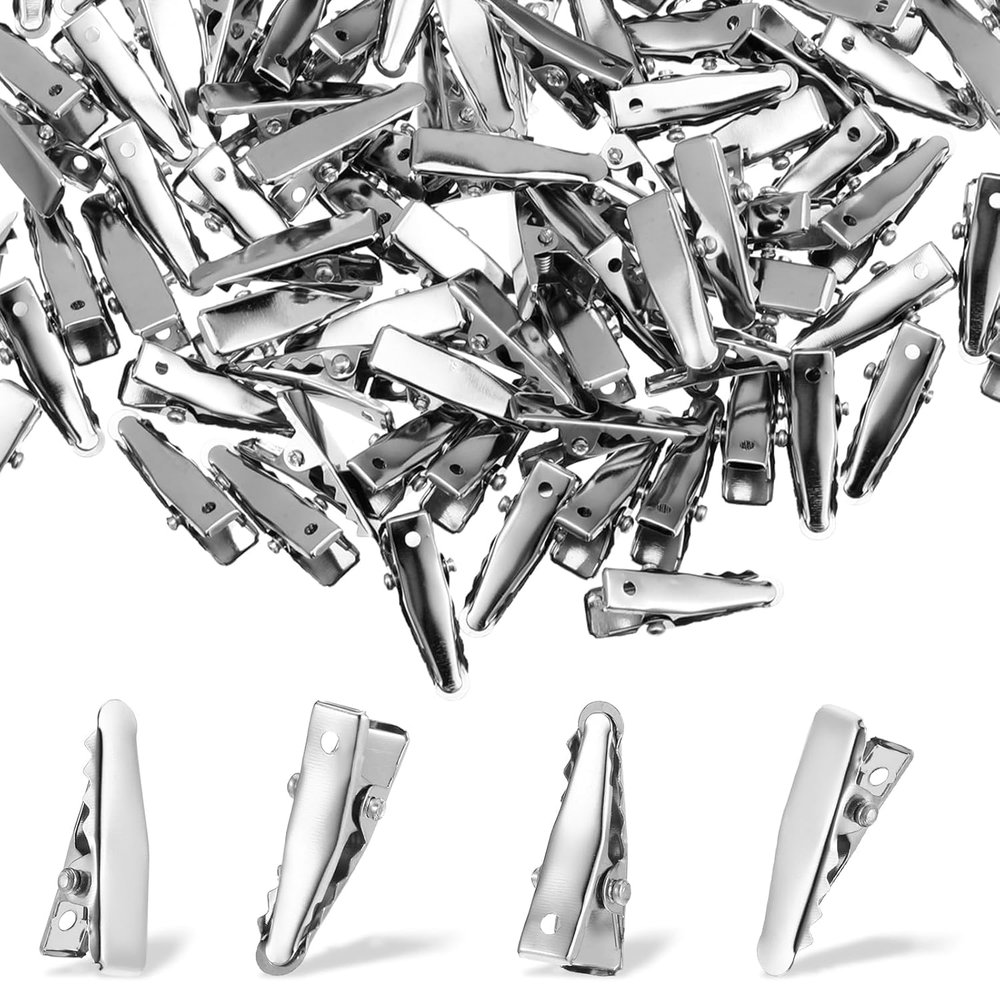 100 Pcs Alligator Hair Clips, Hair Accessories, Small Metal Silver Alligator Clips for Hair, Styling Metal Duck Billed Hair Clips for Women Styling, Arts Crafts Accessories