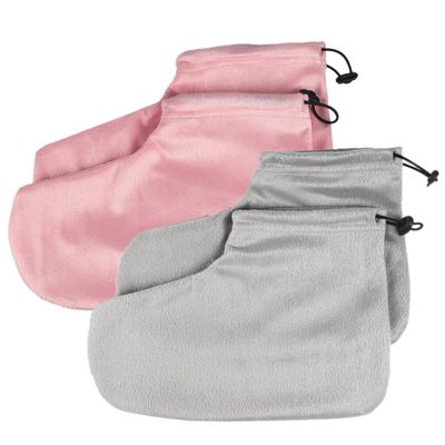 DECORNIJIA 2pair Heat-retaining Cotton Foot Thermal Insulation Foot Straps for Beauty Salons Light Grey Elastic Bands Easy to Clean