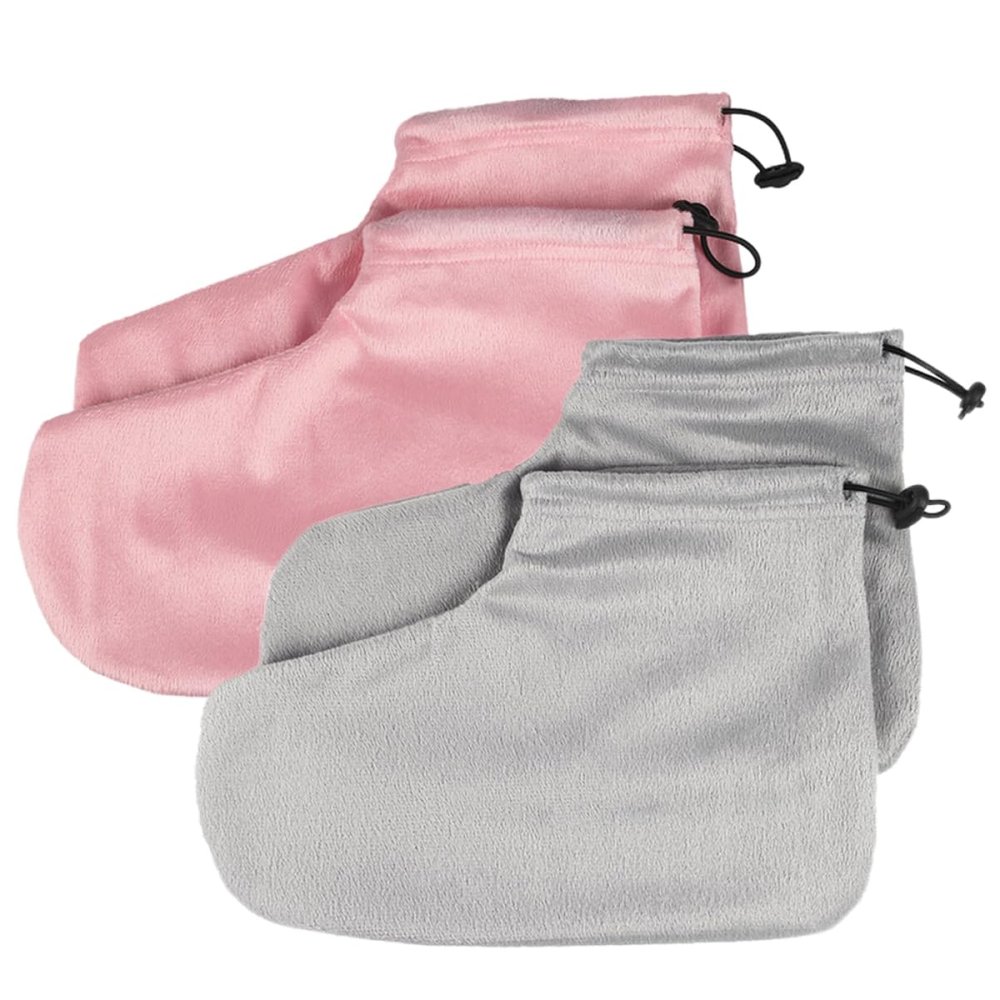 DECORNIJIA 2pair Heat-retaining Cotton Foot Thermal Insulation Foot Straps for Beauty Salons Light Grey Elastic Bands Easy to Clean