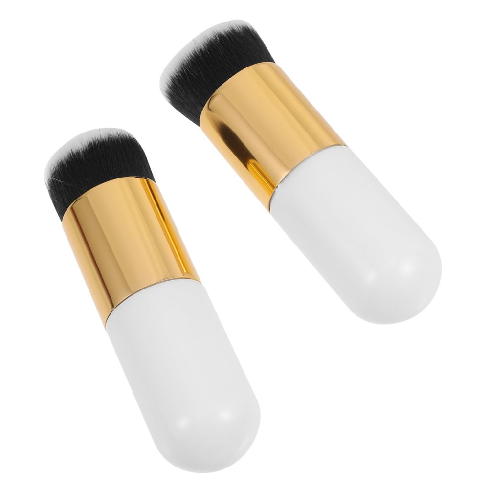 DECORNIJIA 2pcs Fluffy Foundation Brush for Smooth Blending Natural Look Makeup Tool for Cream Liquid and Powder Application