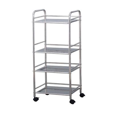 4-Tier Stainless Steel Beauty Salon Cart with Universal Brake Wheels, Spa Storage Trolley for Hair Tools & Equipment, Adjustable Handrail, 15kg Load Per Layer, 40x35x75cm