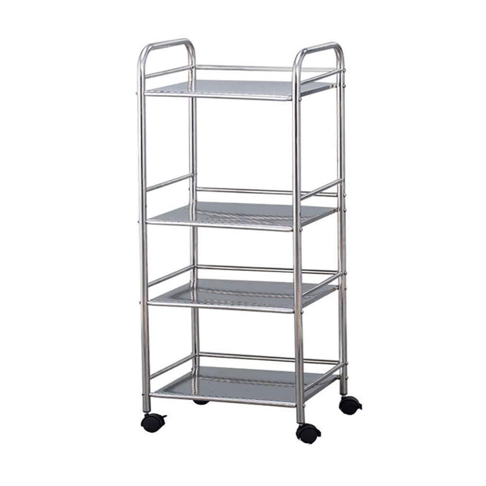 4-Tier Stainless Steel Beauty Salon Cart with Universal Brake Wheels, Spa Storage Trolley for Hair Tools & Equipment, Adjustable Handrail, 15kg Load Per Layer, 40x35x75cm