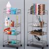 4-Tier Stainless Steel Beauty Salon Cart with Universal Brake Wheels, Spa Storage Trolley for Hair Tools & Equipment, Adjustable Handrail, 15kg Load Per Layer, 40x35x75cm view 3