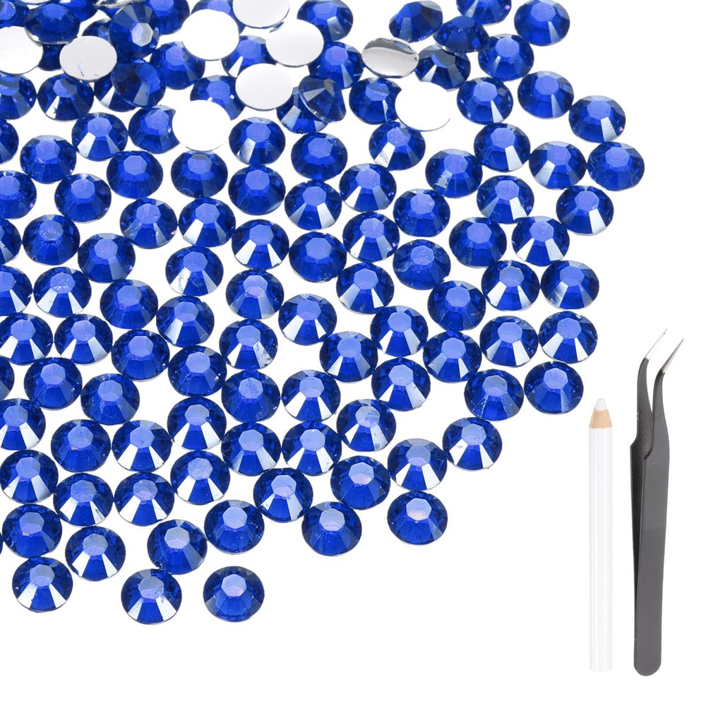 MECCANIXITY 3000pcs SS16 4mm Flatback Crystal Rhinestones, Resin Crystal Gems with Tweezer Dotting Pen Non Hotfix for Bedazzling Tumblers Mugs Bottles Nail DIY Crafts, Dark Blue