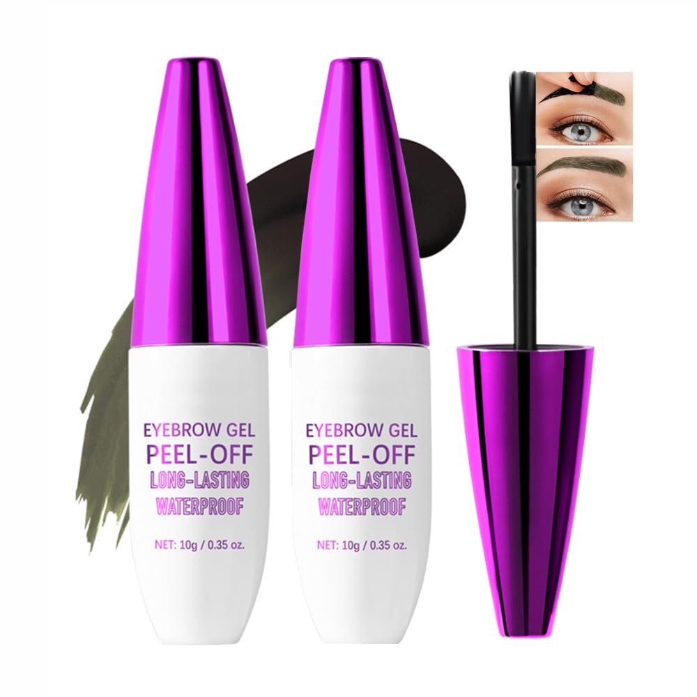 2Pcs Peel Off Eyebrow Tint Gel - Waterproof & Sweatproof All-Day Wear, Transfer-Resistant Tattoo Effect, All Skin Types + Mothers Day Gift Set, 03#Light Brown