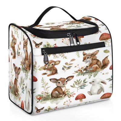 Adornori Jungle Animal Print Travel Toiletry Bag for Men and Women, Large Hanging Makeup Bag Organizer Toiletries Bag for Travel, Cosmetic Bag with Handle