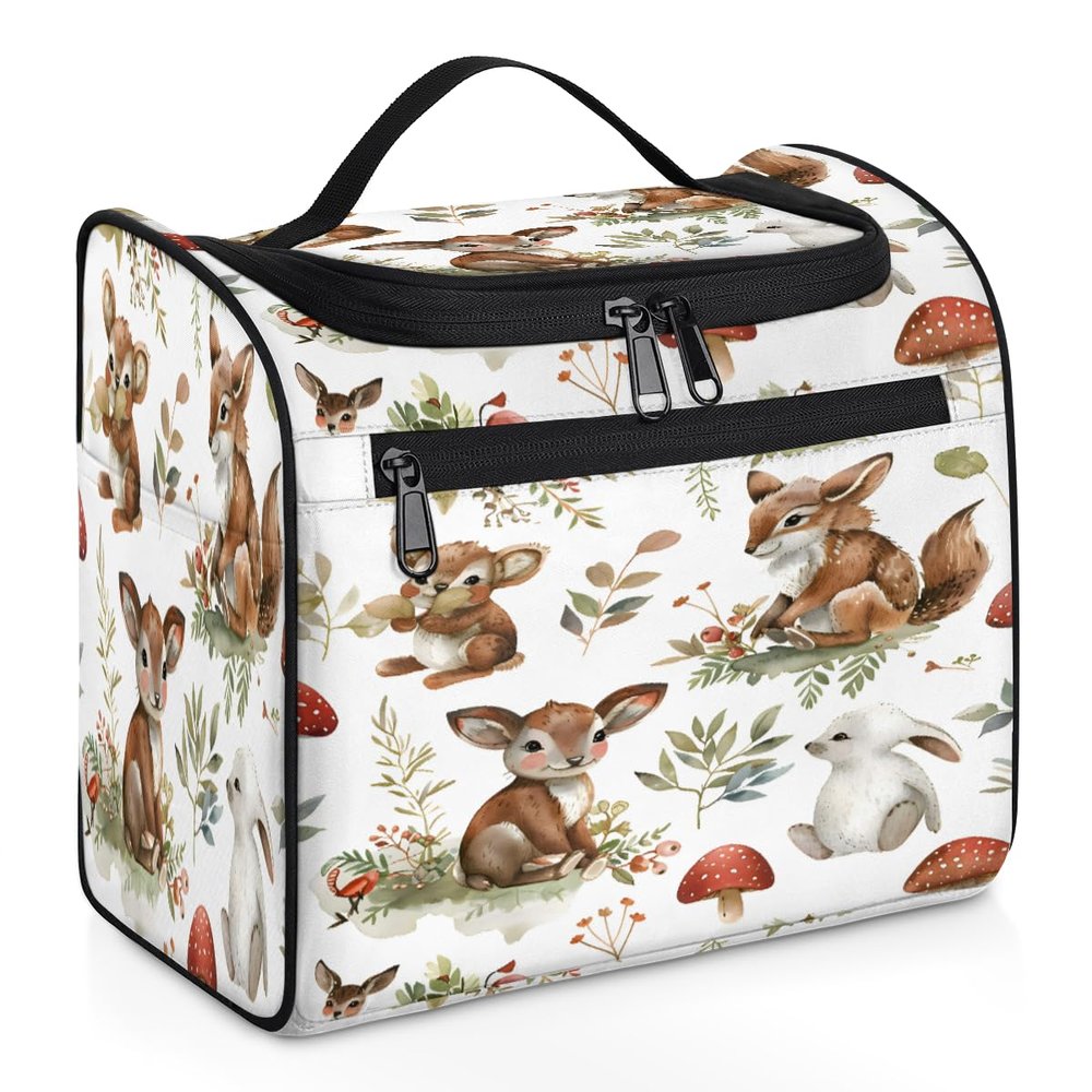 Adornori Jungle Animal Print Travel Toiletry Bag for Men and Women, Large Hanging Makeup Bag Organizer Toiletries Bag for Travel, Cosmetic Bag with Handle