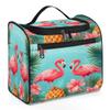 Adornori Flamingo Tropical Leaves Travel Toiletry Bag for Men and Women, Large Hanging Makeup Bag Organizer Toiletries Bag for Travel, Cosmetic Bag with Handle view 1