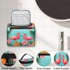 Adornori Flamingo Tropical Leaves Travel Toiletry Bag for Men and Women, Large Hanging Makeup Bag Organizer Toiletries Bag for Travel, Cosmetic Bag with Handle view 3