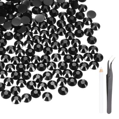 MECCANIXITY 2000pcs SS20 5mm Flatback Crystal Rhinestones, Resin Crystal Gems with Tweezer Dotting Pen Non Hotfix for Bedazzling Tumblers Mugs Bottles Nail DIY Crafts, Black