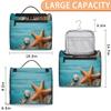 Adornori Starfish Seashell Coral Beach Themed Travel Toiletry Bag for Men and Women, Large Hanging Makeup Bag Organizer Toiletries Bag for Travel, Cosmetic Bag with Handle view 2