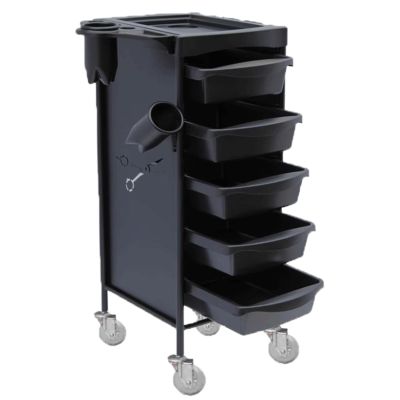 Generic Salon Trolley Metal 5-Tray Rolling Cart with Wheels, Hair Storage for Equipment, Barber Salons and Spas, Black