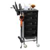Generic Salon Trolley Metal 5-Tray Rolling Cart with Wheels, Hair Storage for Equipment, Barber Salons and Spas, Black view 4