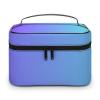 Leather Cosmetic Case, Blue Purple Ombre Portable Makeup Bag Organizer Large Capacity Travel Toiletry Bag with Zipper view 1