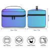 Leather Cosmetic Case, Blue Purple Ombre Portable Makeup Bag Organizer Large Capacity Travel Toiletry Bag with Zipper view 2